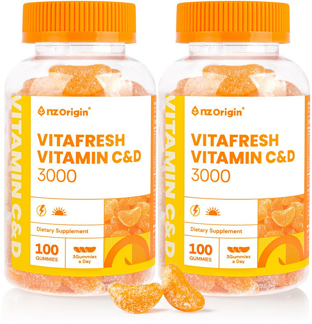 엔젯오리진 비타프레쉬 비타민C&D 3000mgx100구미x2 종합영양제 멀티 키즈 어린이 여성 젤리 유아 청소년 남자 츄어블 씹어먹는, 100정, 2개