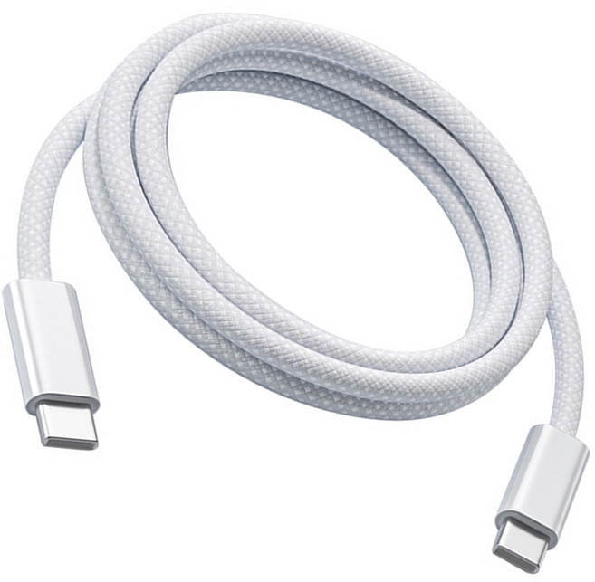 240W PD 초고속 충전 패브릭 C타입 to C타입 케이블, 1개, 화이트, 3m