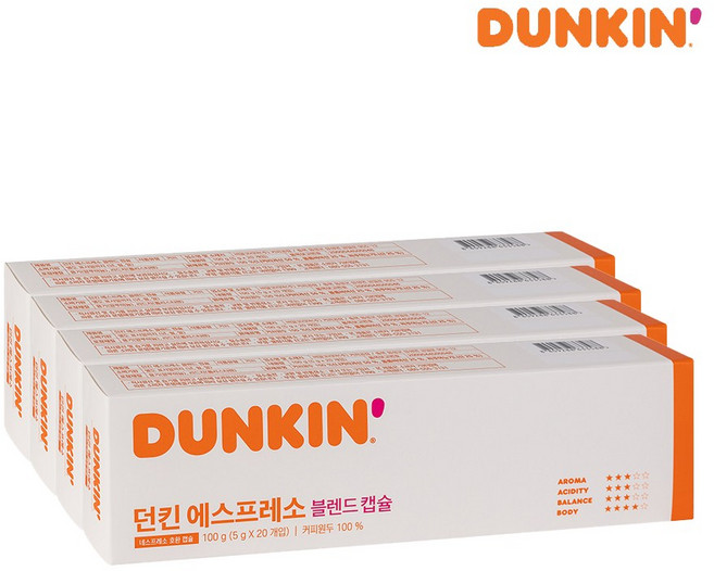 던킨도너츠 에스프레소 블렌드 캡슐커피, 5g, 20개입, 4개