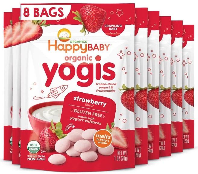 미국 해피베이비 오가니 동결건조 요거트 과일 스낵 28g X 8봉 - 쿠팡