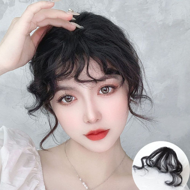 앞머리 파마 가발 꼬불거리는 자연스러운 똑딱이 곱슬_ 20259877EA, onesize, 다크브라운