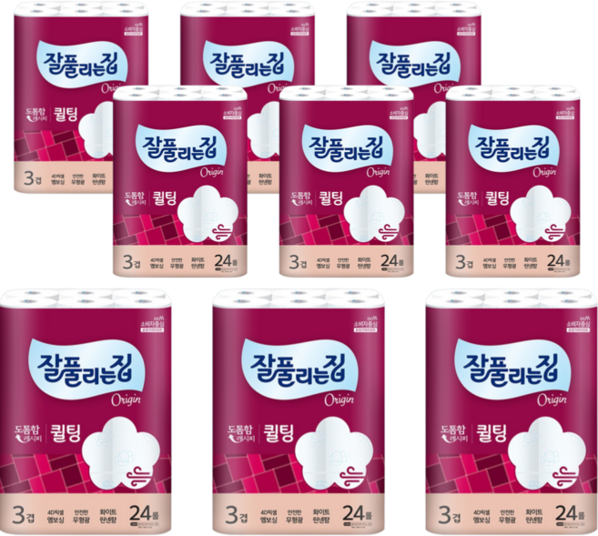 잘풀리는집 더도톰한 3겹 퀼팅 30m 24롤 9개, 24