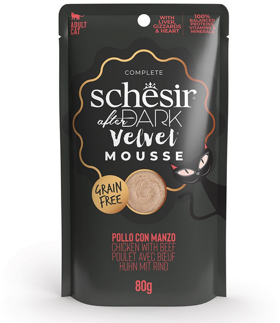 쉐지애 애프터다크 벨벳무스 주식파우치 고양이 습식사료, 닭+소, 80g, 1개