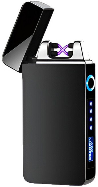 투데이리빙 고급 LED 플라즈마 전기 라이터 기프트 박스 세트 배터리 표시 USB 충전식 남자 선물용 아크 스파크 라이타 남성 이색 특이한 선물, 블랙, 1세트