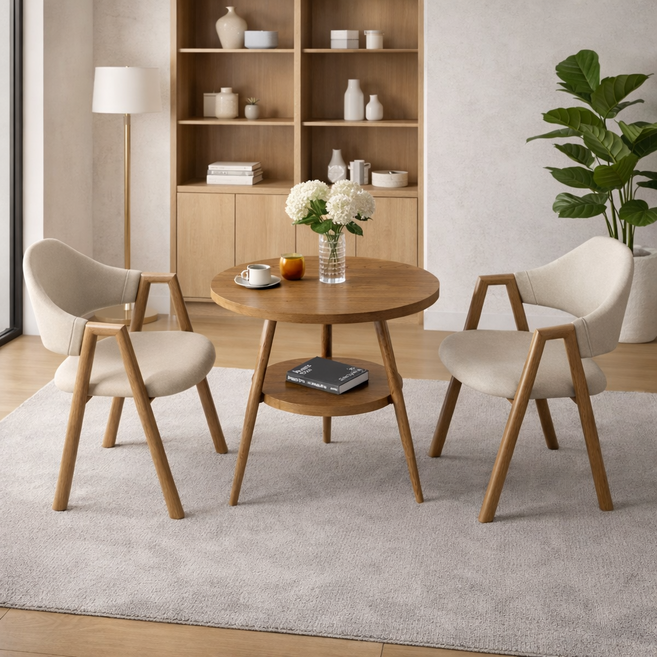 테이블 의자 세트 2인용 홈카페 티테이블 거실 인테리어 세트, 일반의자 2, HT02