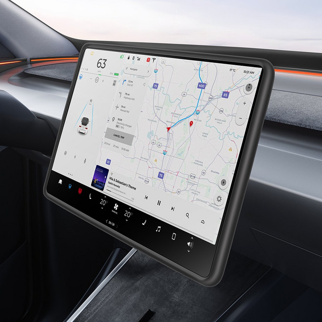 YZ 테슬라 스크린 케이스 호환 모니터 실리콘 프레임 파손방지 액정 커버 악세사리, 1개, 블랙