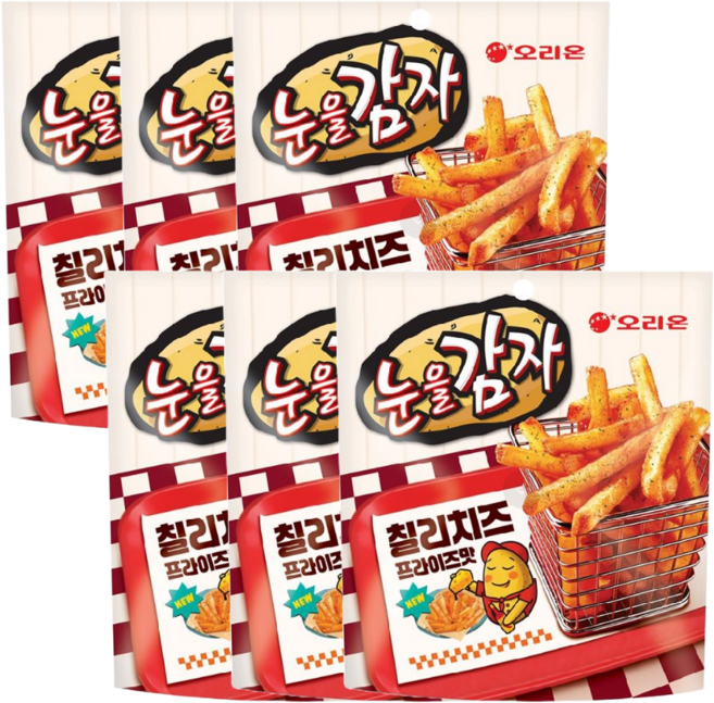 오리온 눈을감자 칠리치즈 프라이즈 스낵, 96g, 6개