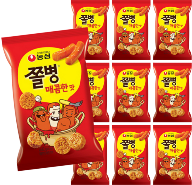 농심 쫄병스낵 매콤한맛 82g x 10개