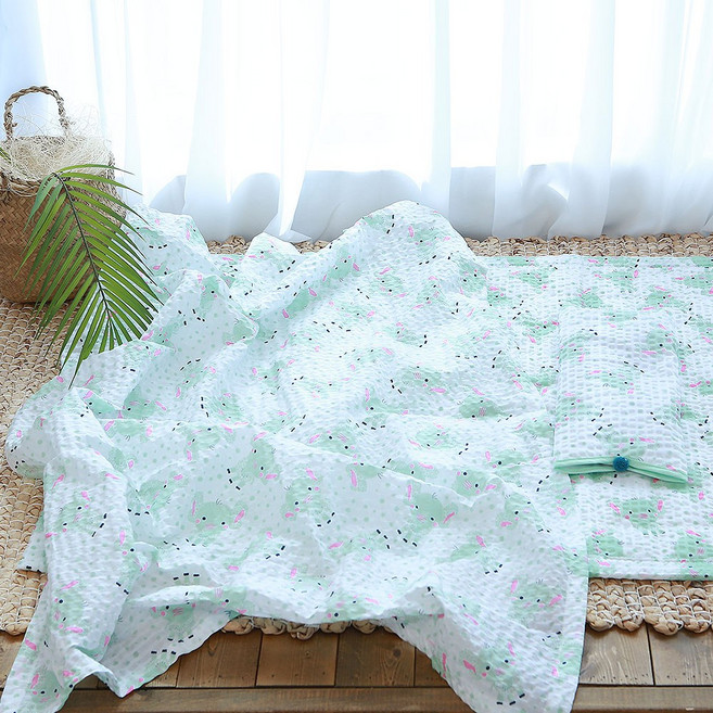 화모베이비 뽀송뽀송 리플 실속2종 여름낮잠이불세트(좁쌀베개+홑이불)