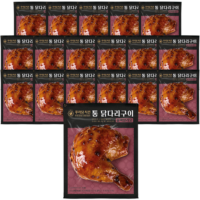 [무료배송/당일출고] 푸라닭 통 닭다리구이 블랙알리오, 18개, 250g