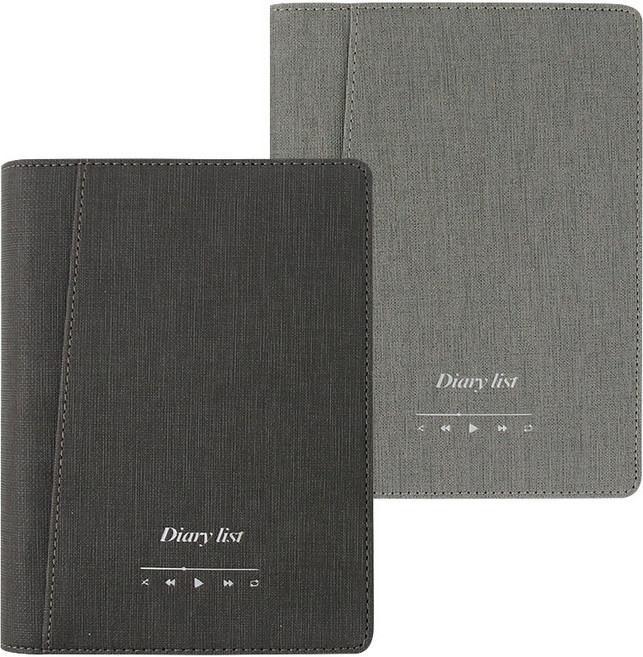 가죽 트윈링 비즈니스 만년 다이어리 스프링 포켓 플래너 회사 업무용, 진그레이