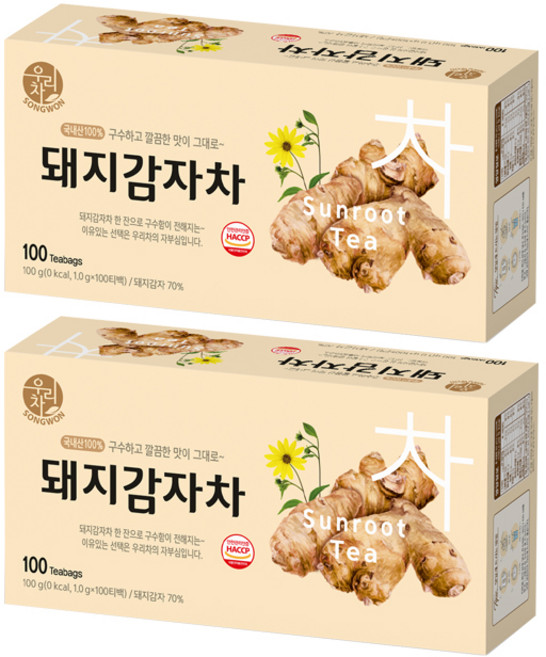 우리차 돼지감자차, 1g, 100개입, 2개