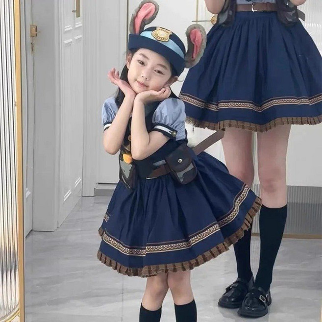 새로운 주디 모자 토끼 볼러 Zootopia 경찰관 어린이 성인 코스프레 머리띠 장식 귀여운 선물 핫, 01 Kids 54cm, 1개