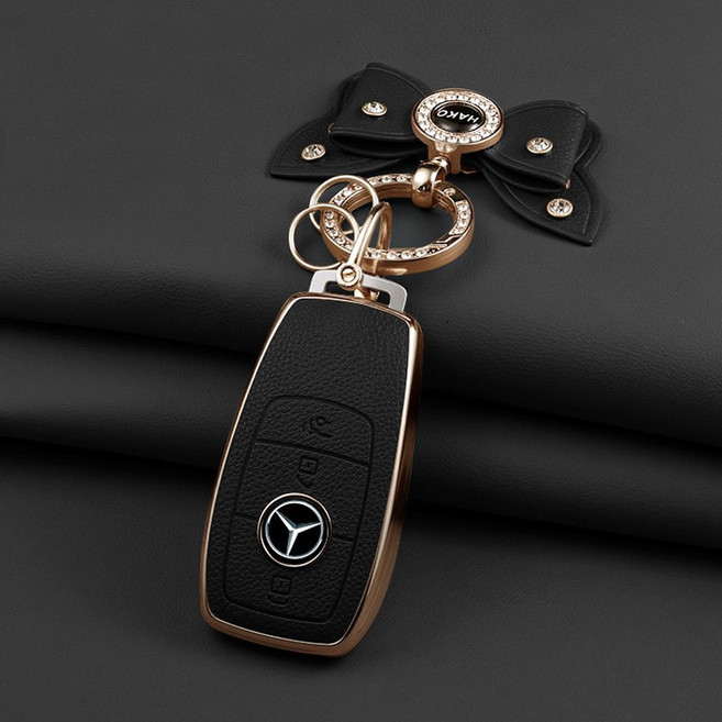 HAKO 소프트 가죽TPU 차키케이스+나비키링 (벤츠호환), M-02, 블랙