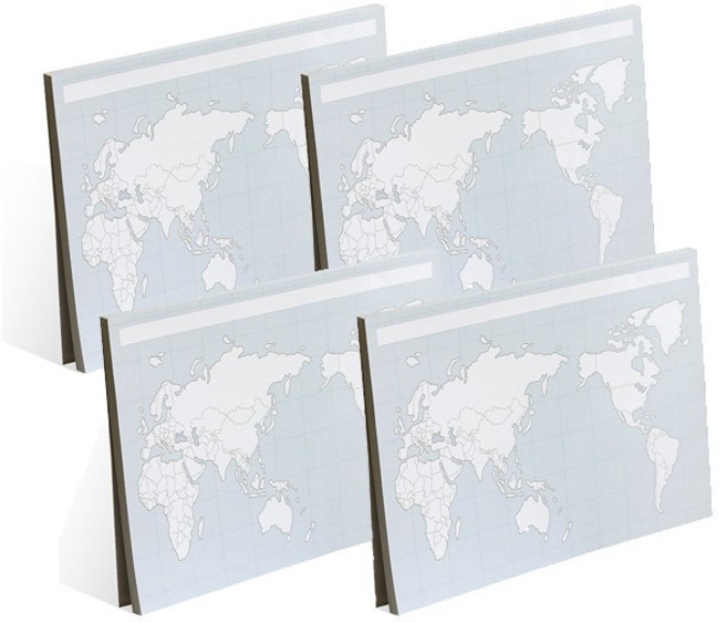 인디고 혼자 공부 지도 메모 패드, 세계지도, 50매, 4개