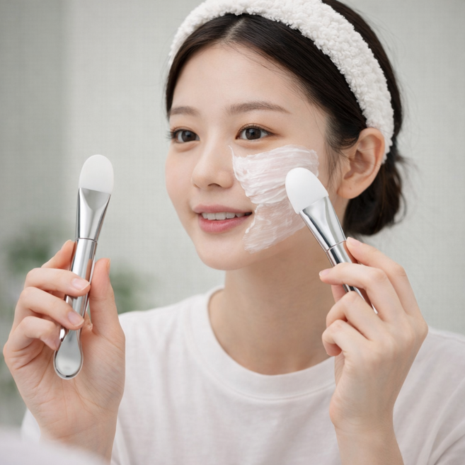 듀얼 실리콘 팩브러쉬 마스크팩, 3개, 실버