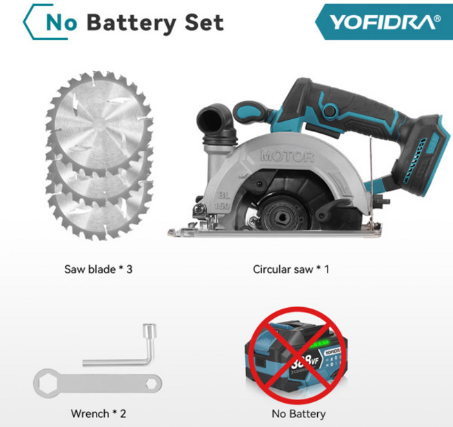정시출고 품질보증 YOFIDRA 브러시리스 6인치 150mm 전기 원형 톱 디지털 디스플레이 전기톱 목공 절단 공, 03 No Battery, 01 China Mainland