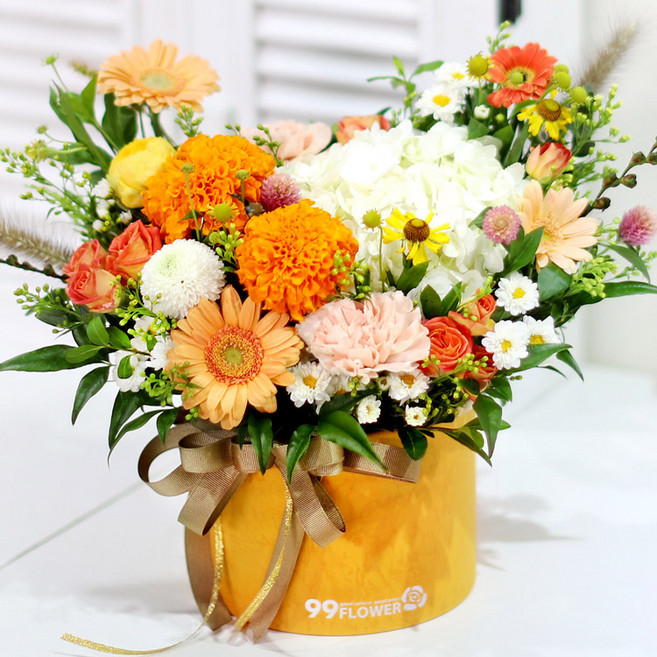 (오늘도착) 99플라워 프리미엄 꽃상자 "오늘의 친구" ST-B491 - 생일선물 감사선물 플라워박스 당일꽃배달 전국당일배송 생화