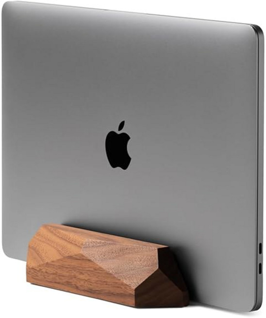oakywood 수직 노트북 스탠드 목재 - 책상용 핸드메이드 홀더와 블랙 macbook pro 스탠드 air 가능한 도크 조절 ipad 스테인드 컴퓨터 모든 호환 오크, Walnut