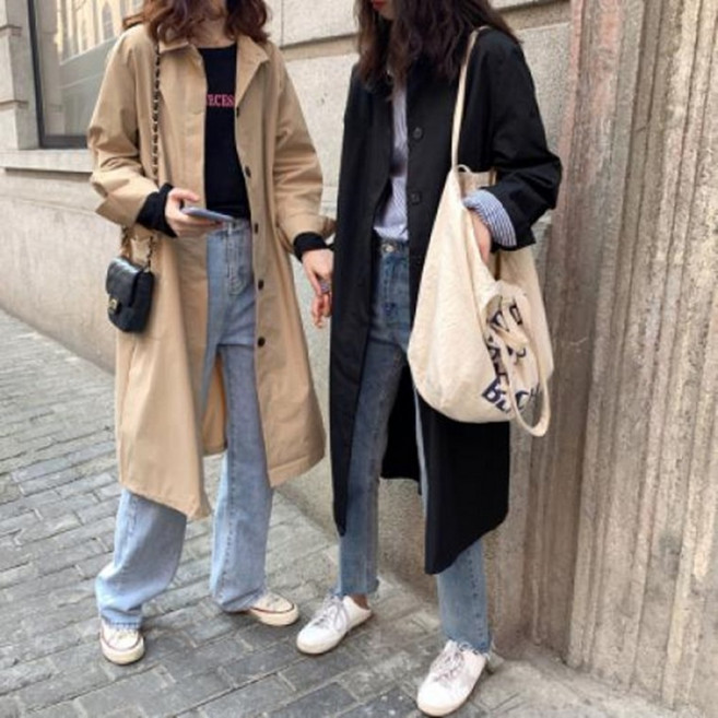 UBA 여성 아우터 홑겹 카라 셔츠형 트렌치코트