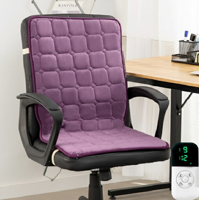 등받이 의자 전기 방석 1인용 일체형 의자 온열 방석 쿠션 사무용 의자 쇼파 온열 전기 매트 탄소 열선 전자파없는 전기 장판, 45*90cm, 퍼플