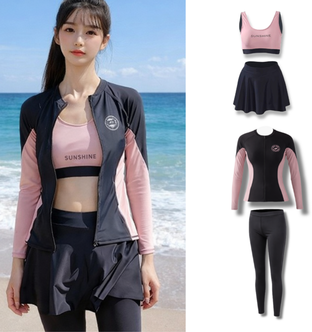 뤼민 여성레쉬가드세트 여자레쉬가드 여성수영복, 핑크