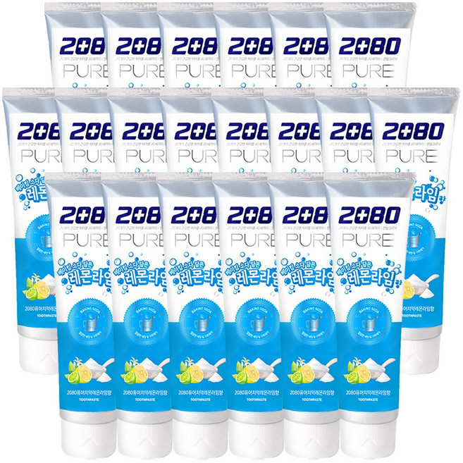애경 2080 베이킹소다 퓨어 레몬라임향 치약 120g, 20개