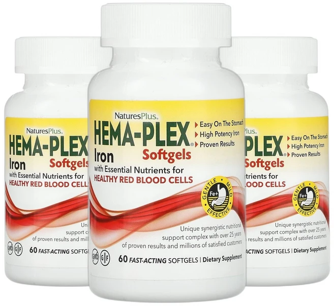 네이처스플러스 네이처스플러스 Hema-Plex 철분 irn 빠르게 작용하는 소프트젤 60정 2+1, 네이처스플러스 네이처스플러스 Hema-Plex 철분 i - 쿠팡