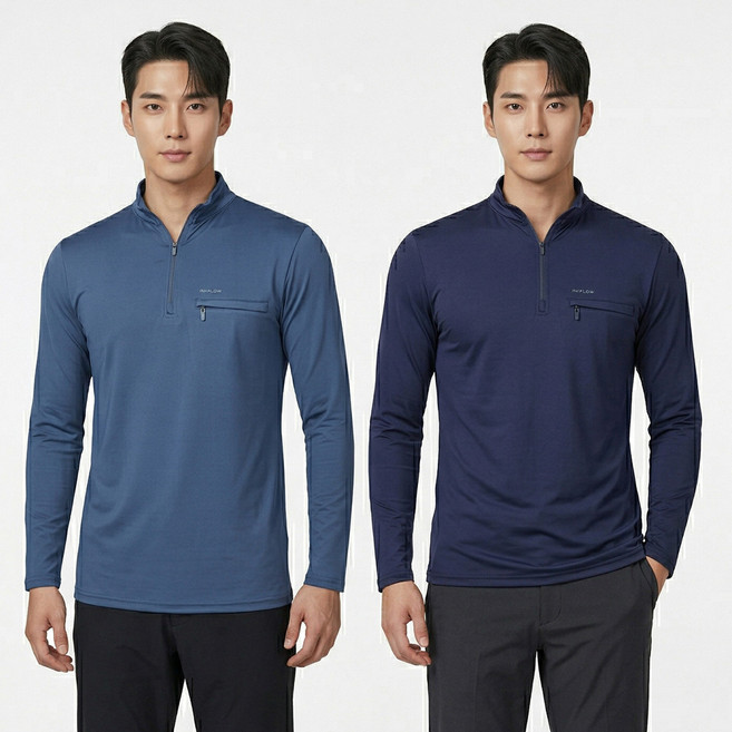 <스타일랑> (1+1) 남성 스판 등산복 긴팔 집업 티셔츠_가슴포켓 코어액션