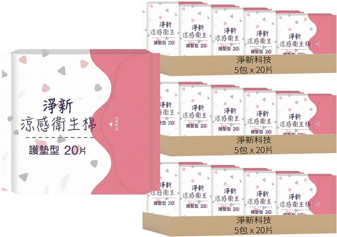 淨新科技 涼感衛生棉, 15包, 20片, 護墊型(15.5cm)