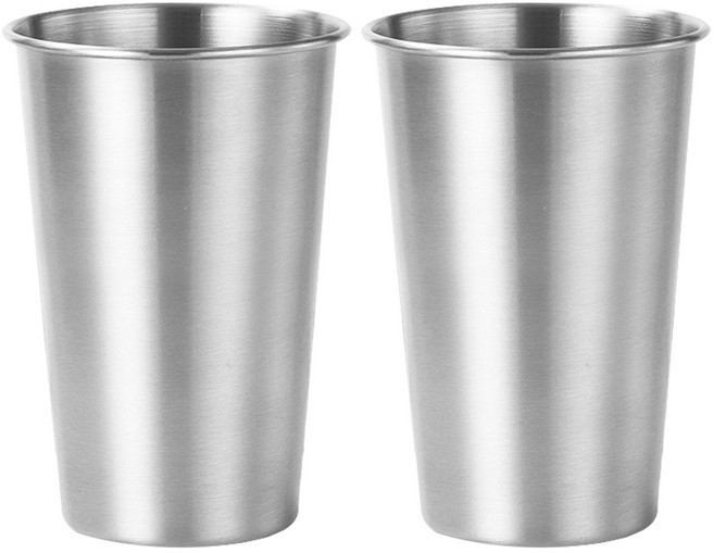 스텐304 스텐컵 대용량 600ml 600cc 물컵, 2개, 실버