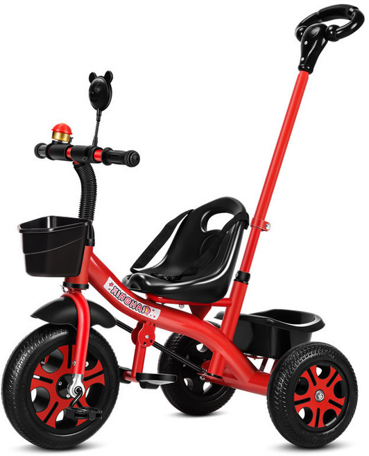 DIU 兒童三輪車1-3-2-6歲大號寶寶嬰兒手推車腳踏自行車生日禮物, 1個, 紅色高配彩輪帶推把 掌櫃推薦:如圖