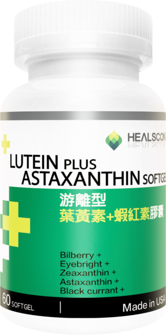 HealScon 游離型葉黃素+蝦紅素軟膠囊 60粒 美國製造, 1個, 60顆