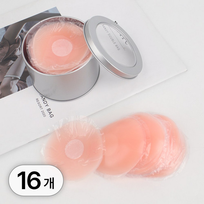 라뷰드 여성 원형 실리콘 니플 패치 남녀공용 얇은 초박형 방수 밴드 뛰어난 여름 접착 패드 대용량 수영복 이너 스티커 7.2cm, 16개