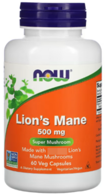 Now Foods 사자 갈기 버섯 추출 500mg Lions Mane Mushroom 60정, 1개