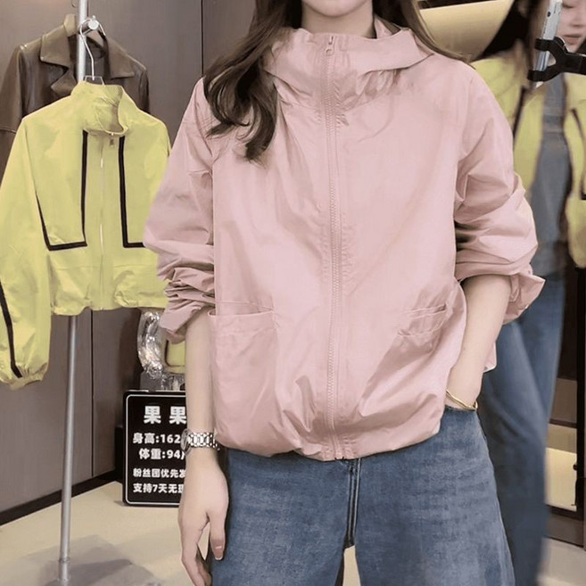 RORO 大碼外套 女士防曬衣 開衫寬松外套, 粉色,3XL 【建議72.5-80公斤】