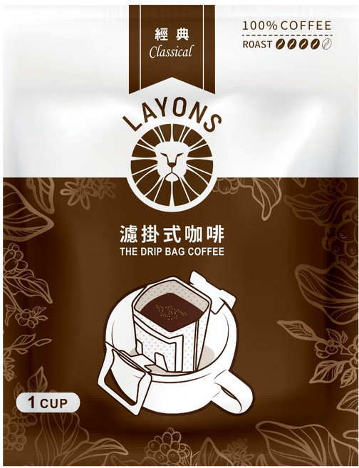 雷恩獅 LAYONS 濾掛咖啡 經典風味 曼特寧風味, 1個, 雷恩獅經典風味濾掛咖啡 單入