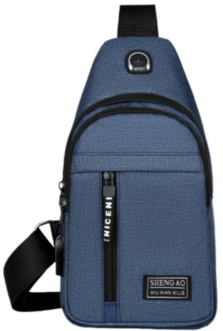 男士牛津布胸包 輕盈減負 斜挎包, (新)胸包-藍色