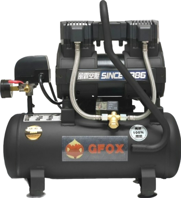 台北益昌 贈風管 風槍 GFOX 無油式 雙缸 3.5HP 15L 30L 110V 空壓機, 1個, 尊爵黑 3.5HP  15L