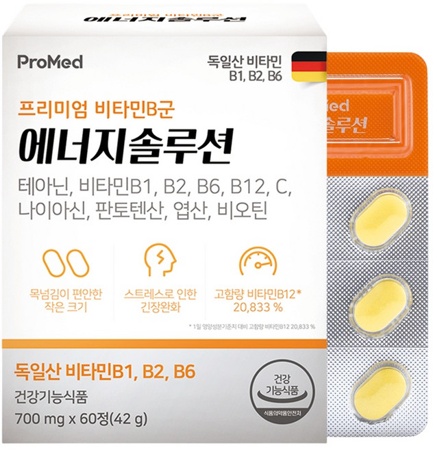 프로메드 테아닌 에너지솔루션 프리미엄 비타민B군 60정 1박스, 1개