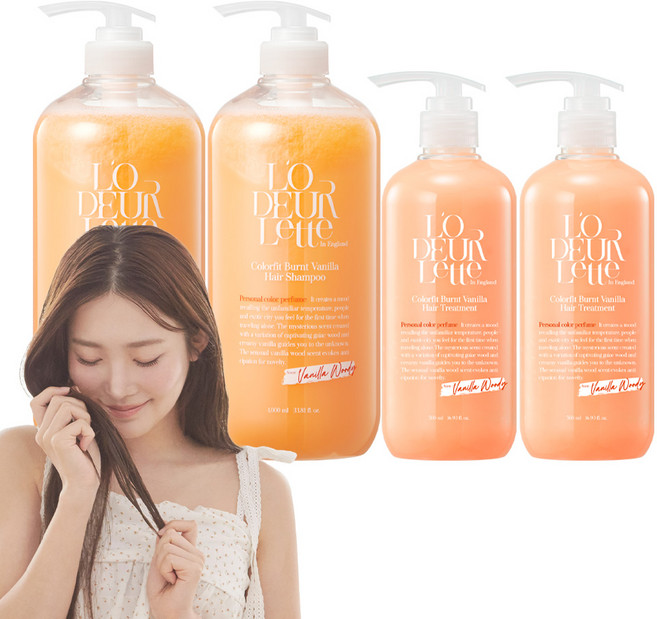 로더렛 컬러핏 헤어 번트 바닐라 500ml 4 SET (샴푸3개+트리트먼트1개), 1세트