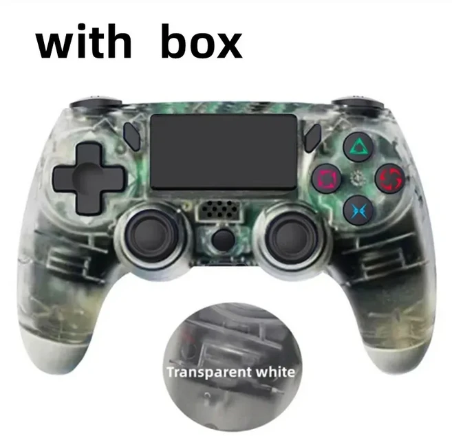 만도 조이스틱 무선 블루투스 PS4 컨트롤러 (소니 호환 프로/슬림/PC/아이패드 호환호환/진동 게임패드) 콘, 22 TRANSPARENT WHITE