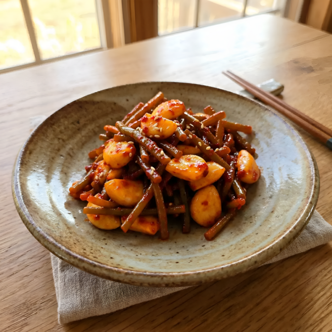 수제 맛있는 알마늘 마늘쫑무침 새콤매콤 별미 가정식 반찬, 500g, 1개