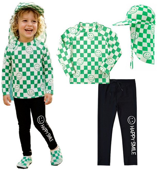 보니따 아동래쉬가드 상하수영복 플랩캡 세트