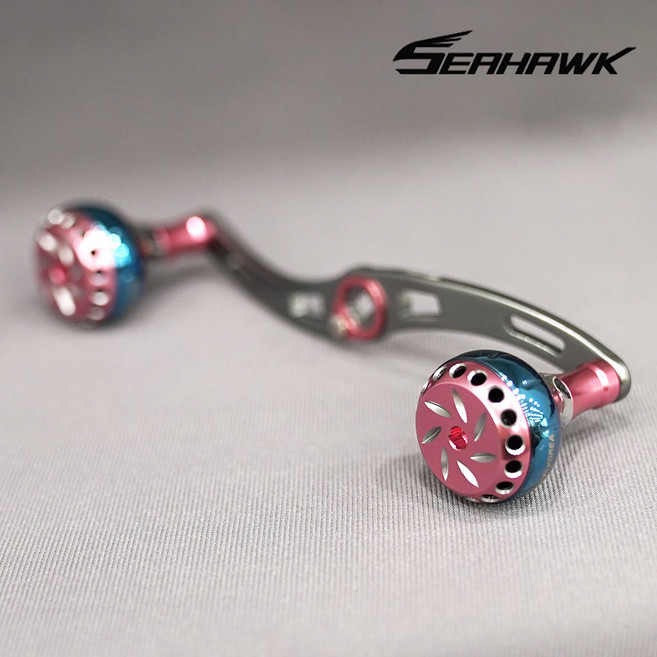 씨호크 BDA 더블핸들 베이트릴 튜닝핸들 시마노 다이와 호환 핸들, 1개, 실버/블루