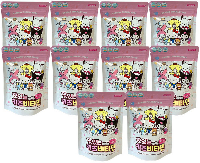 아텍스 산리오캐릭터즈 맛있는 키즈비타민 56g, 10개, 40정