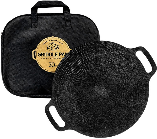 DAMDA 인덕션 그리들팬+전용가방 삼겹살 바베큐 전골 라면 캠핑, 1세트, 30cm
