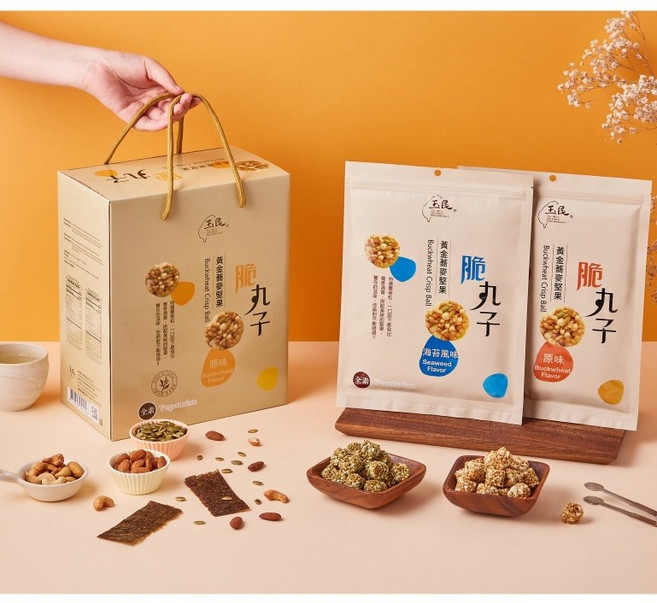 玉民 黃金蕎麥堅果脆丸子, 1個, 加購禮盒 脆丸子款 可裝7包（只有盒子！, 1g