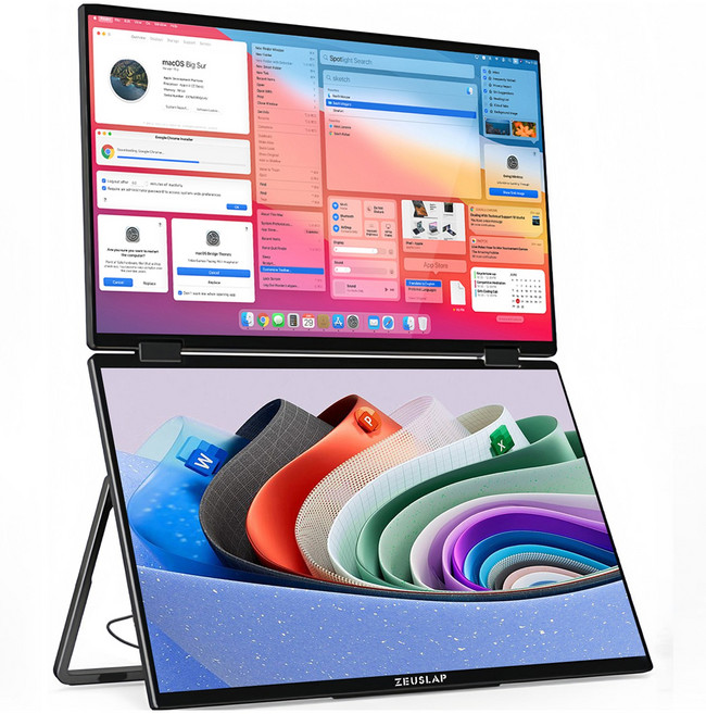 제우스랩 Z15W 올인원 듀얼 15.6인치 스크린 폴딩 모니터, 39.62cm