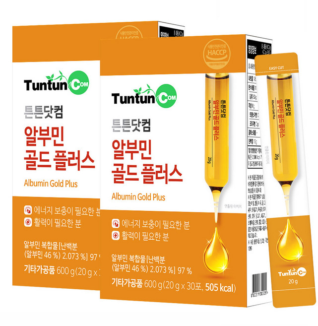 튼튼닷컴 알부민 골드 플러스 [30포] / 1포당 알부민 복합물 19400 mg 함유 / 액상스틱 타입 / 마시는 알부민, 2개, 30회분